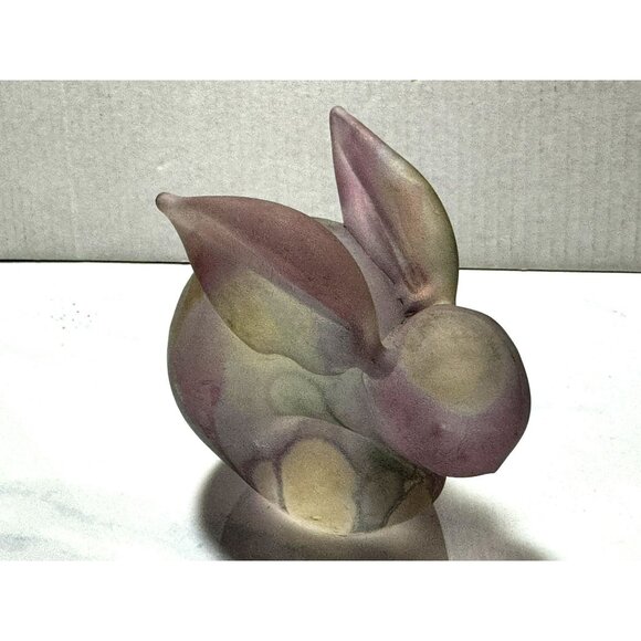 Vintage Handpainted Rueven Glass Sitting Rabbit Bunny Nouveau Art Glass Co USA - Picture 5 of 6